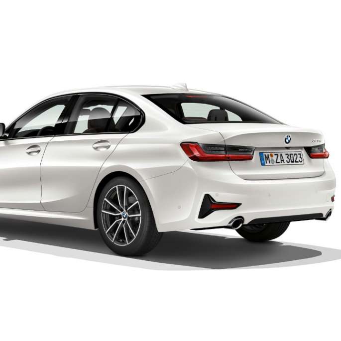 BMW 3 Series Sedan, Model Sport Line rear Three-quarter rear shot of the BMW 3 Series Sedan with Model Sport Line features.
