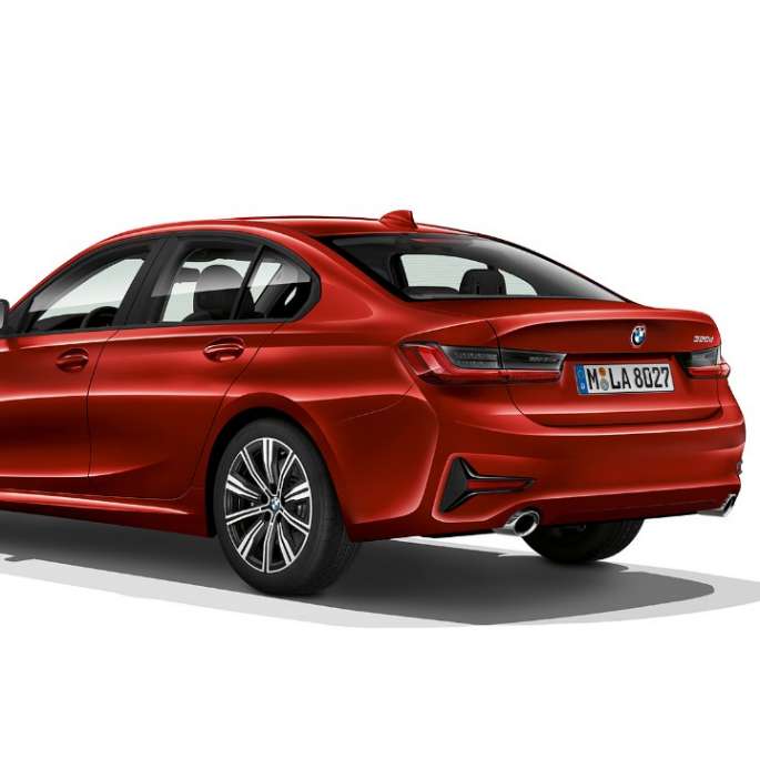 BMW 3 Series Sedan, Model Advantage rear Three-quarter rear shot of the BMW 3 Series Sedan with model Advantage features.