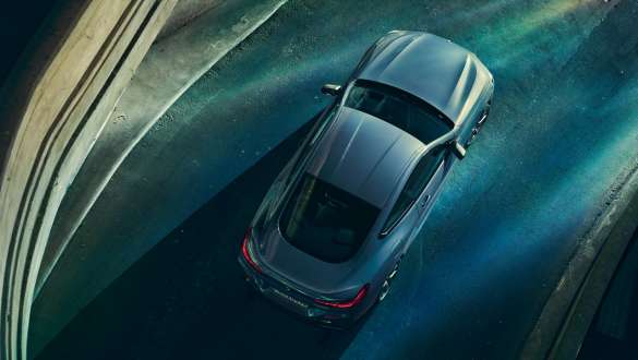 Integral Active Steering. BMW 8 Series Coupé, view on steering wheel, Integral Active Steering.