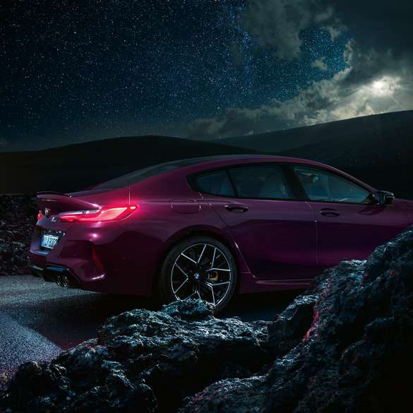 BMW M8 Competition Gran Coupé side view F93 BMW M8 Competition Gran Coupé F93 2020 BMW Individual Ametrine metallic side view