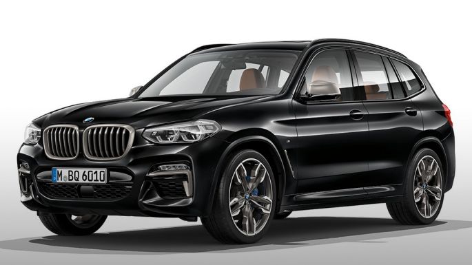BMW X3 M40i와 BMW X3 M40d SUV, 측면 뷰 G01 BMW X3 M40i와 BMW X3 M40d SUV 의 블랙 사파이어 메탈릭, 외관, 측면 뷰 G01