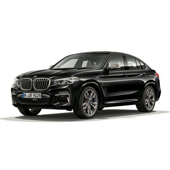 BMW X4 M40i 및 BMW X4 M40d SUV 의 정측면 모습 G02 BMW X4 M40i 및 BMW X4 M40d SUV 블랙 샆이어 메탈릭, 외관, 전면 뷰 G02