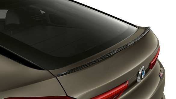 BMW X6 M50i SUV G06 rear spoiler Close-up BMW X6 M50i M carbon rear spoiler SUV G06