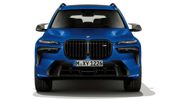 BMW X7 M60i G07 LCI 프로즌 마리나 베이 블루, 정면도, 정지 BMW X7 M60i G07 LCI 프로즌 마리나 베이 블루, 정면도, 정지