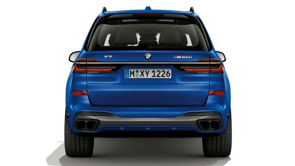 BMW X7 M60i G07 LCI 프로즌 마리나 베이 블루, 후면도, 정지 BMW X7 M60i G07 LCI 프로즌 마리나 베이 블루, 후면도, 정지