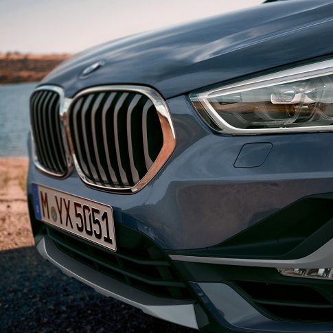 BMW X1 SUV F48, Adaptive LED headlights. BMW X1 SUV F48, close-up of the Adative LED headlights.
