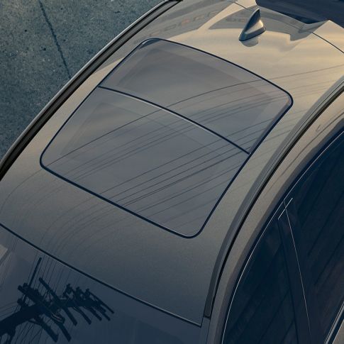 BMW X6 Panorama glass roof Sky Lounge SUV G06. Close-up view of the BMW X6 Panorama glass roof Sky Lounge SUV G06.