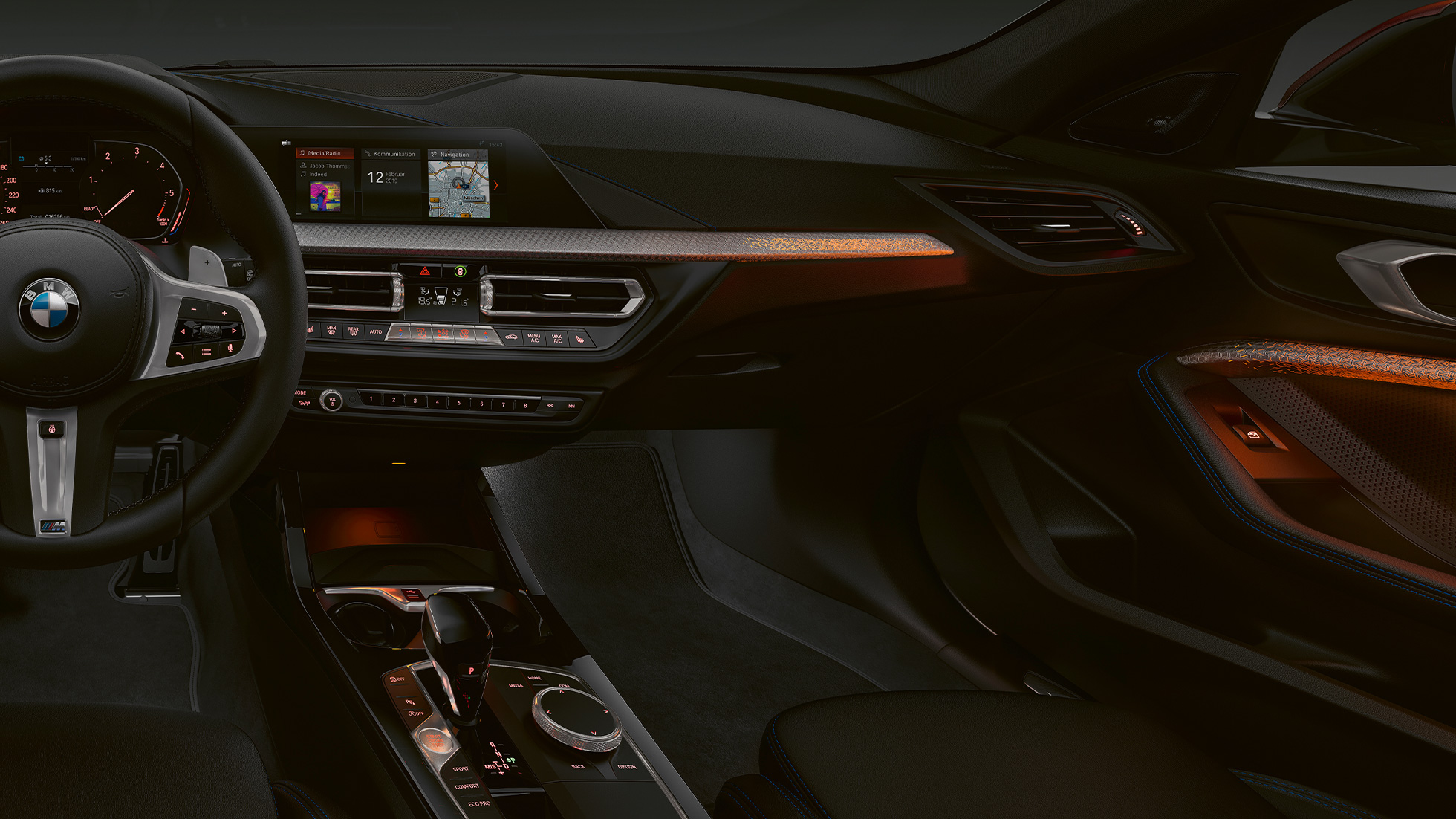 Interior trim finishers 'Illuminated Boston' F40. BMW 1 Series Model M Sport, interior trim finishers 'Illuminated Boston' F40.