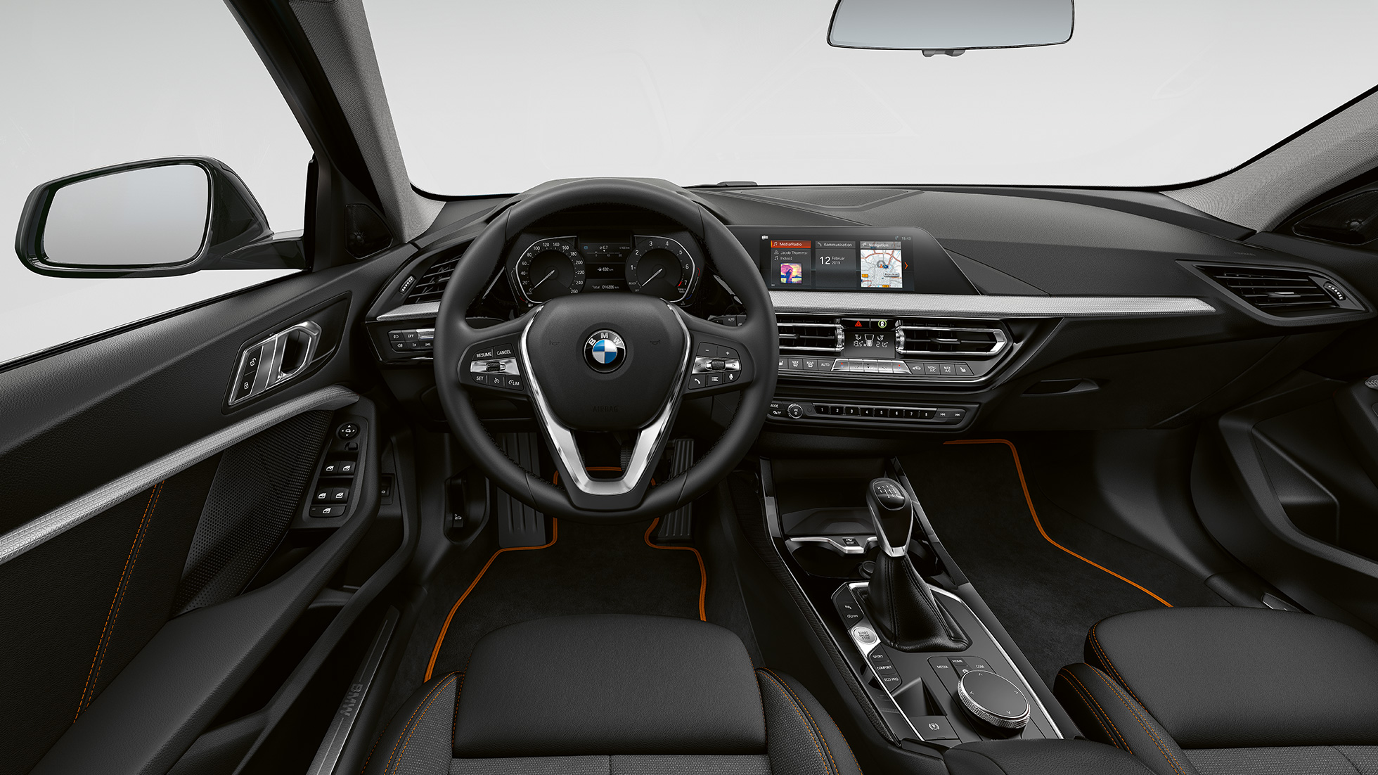 Sport leather steering wheel F40. BMW 1 Series Model Sport Line, cockpit with Sport leather steering wheel F40.
