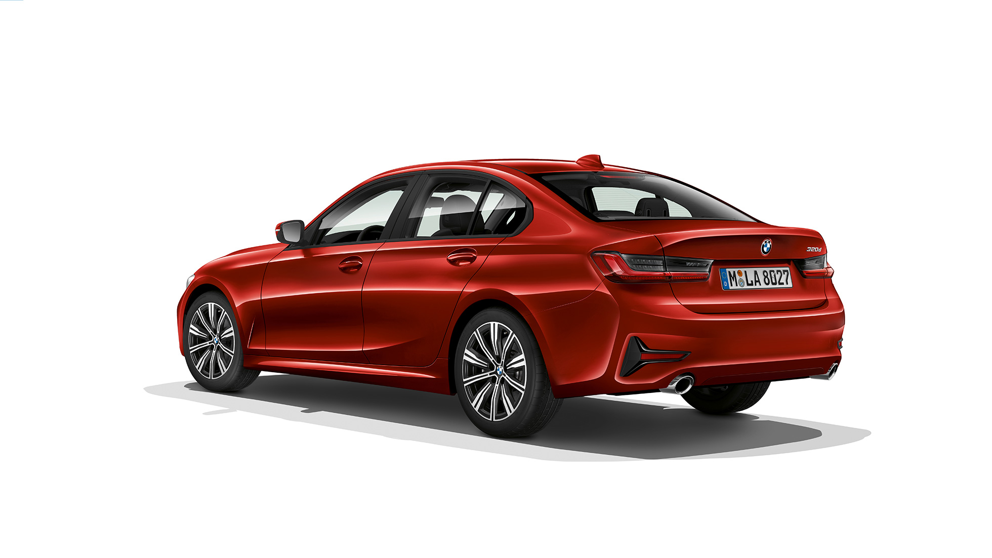 BMW 3 Series Sedan, Model Advantage rear Three-quarter rear shot of the BMW 3 Series Sedan with model Advantage features.