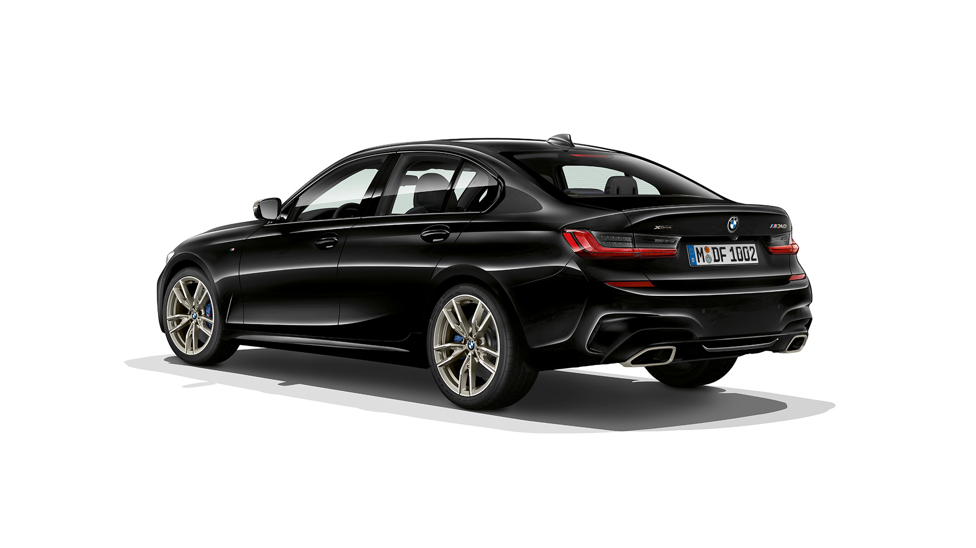 BMW 3 Series Sedan, M340i xDrive rear. Three-quarter rear shot of the BMW 3 Series M340i xDrive Sedan.