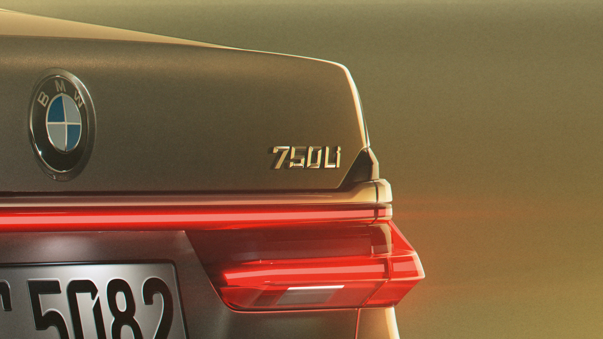 BMW 7 Series Sedan 750Li badge 플러그인 하이브리드 G11 BMW 7 Series Sedan: close-up of 750Li badge on the rear 플러그인 하이브리드 G11