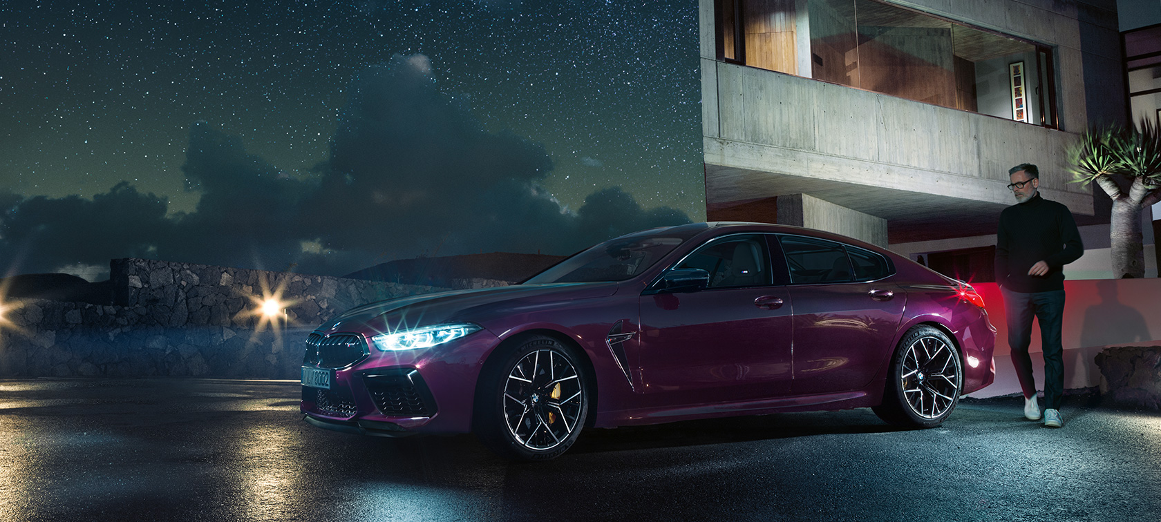 The all-new BMW M8 Competition Gran Coupé F93 The all-new BMW M8 Competition Gran Coupé 2020 F93 BMW Individual Ametrine metallic three-quarter side view