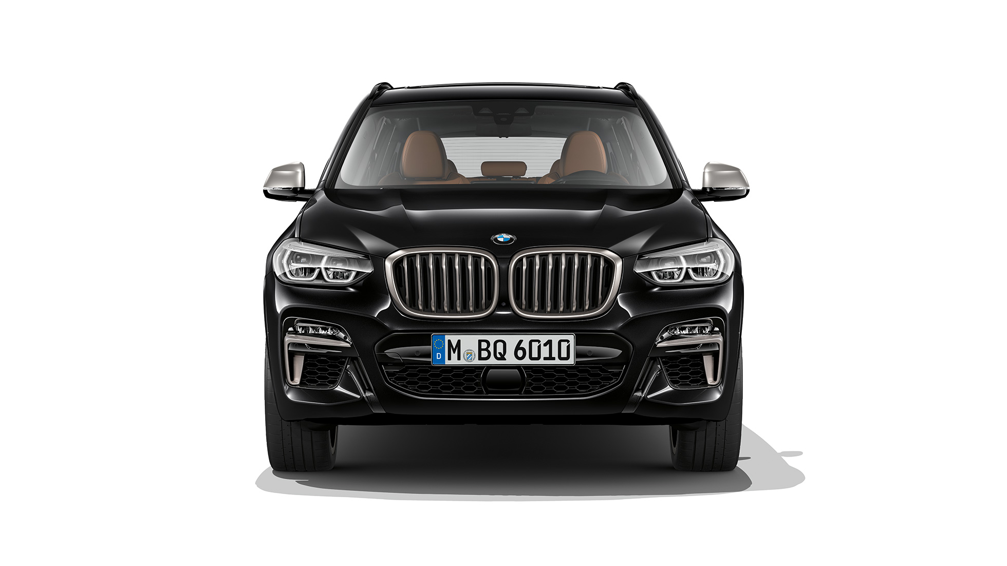 BMW X3 M40i와 BMW X3 M40d SUV, 정면 뷰 G01. BMW X3 M40i 및 BMW X3 M40d SUV 블랙 사파이어 메탈릭, 외관, 정면 뷰 G01