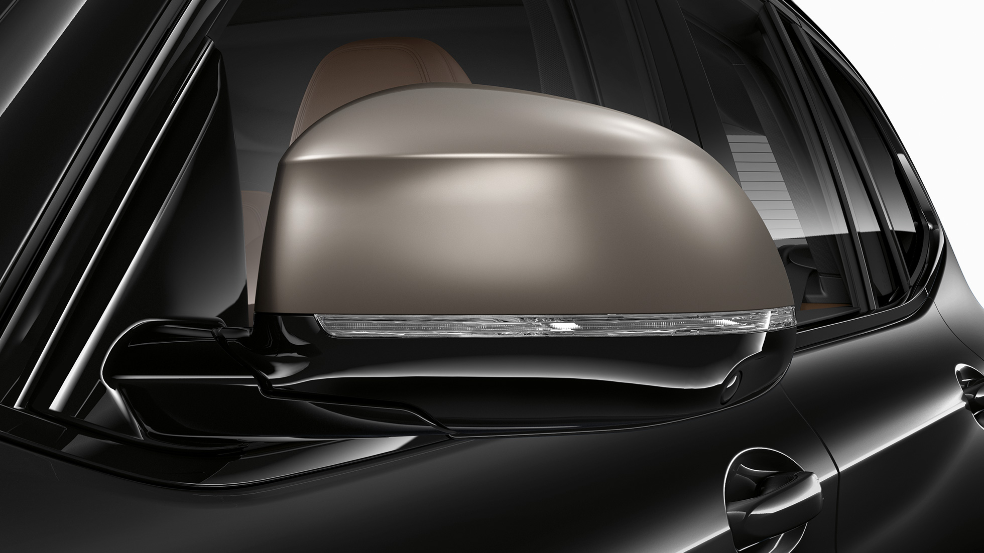 BMW X3 M40i와 BMW X3 M40d SUV, 미러 캡 G01 BMW X3 M40i 및 BMW X3 M40d SUV 블랙 사파이어 메탈릭, 외관, 세리움 그레이 색상의 아연 도금 미러 캡 G01