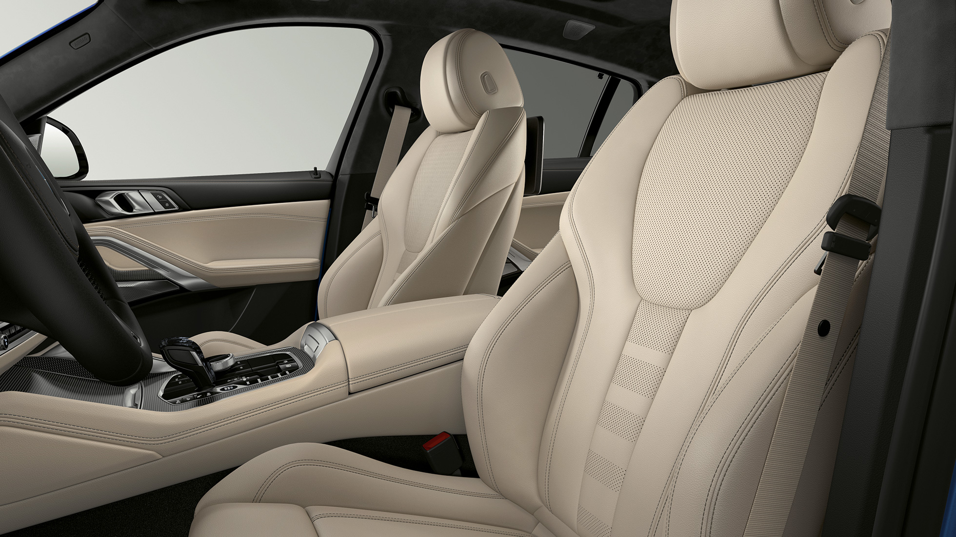 BMW X6 with M Sport package, upholstery SUV G06. BMW X6 Interior with M Sport package with focus on upholstery SUV G06.