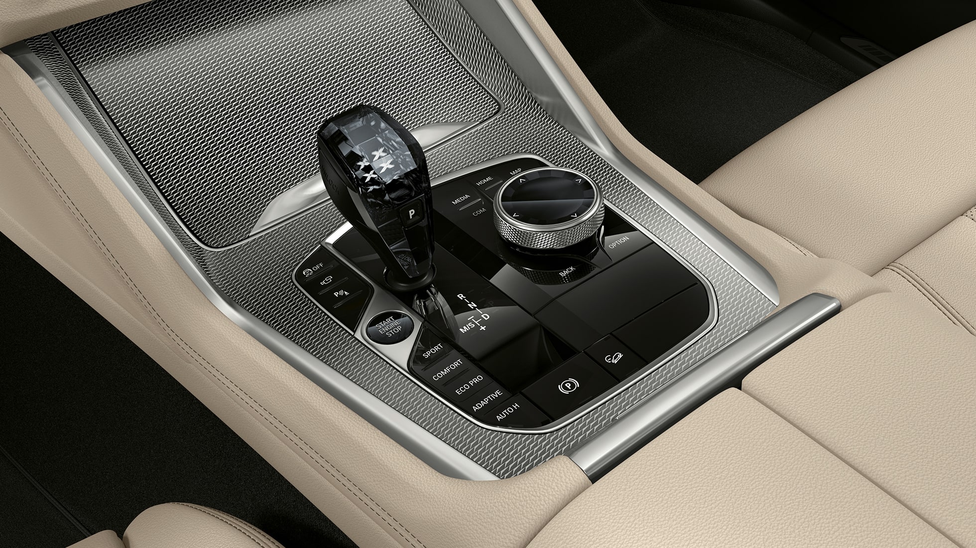 BMW X6 with M Sport package, centre console SUV G06. BMW X6 Interior with M Sport package with focus on centre console SUV G06.