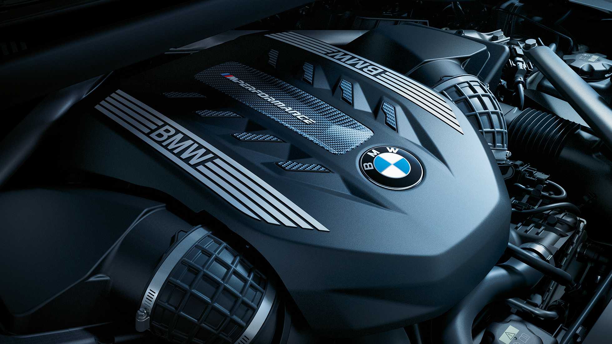 BMW X6 engine SUV G06. Close-up view of the BMW X6 engine SUV G06.