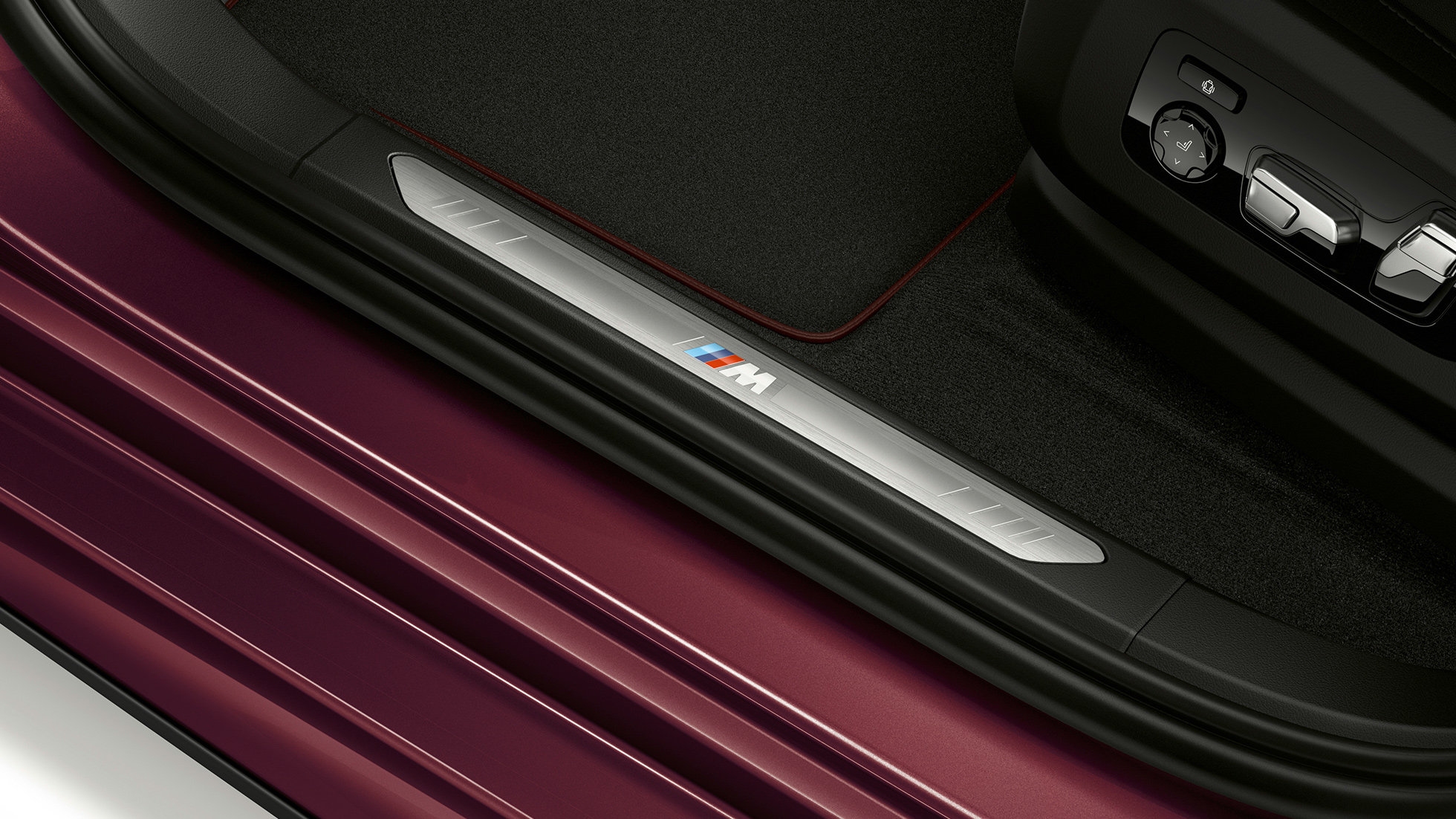 BMW X6 Individual door sill SUV G06. BMW X6 Individual interior with close-up of door sill SUV G06.