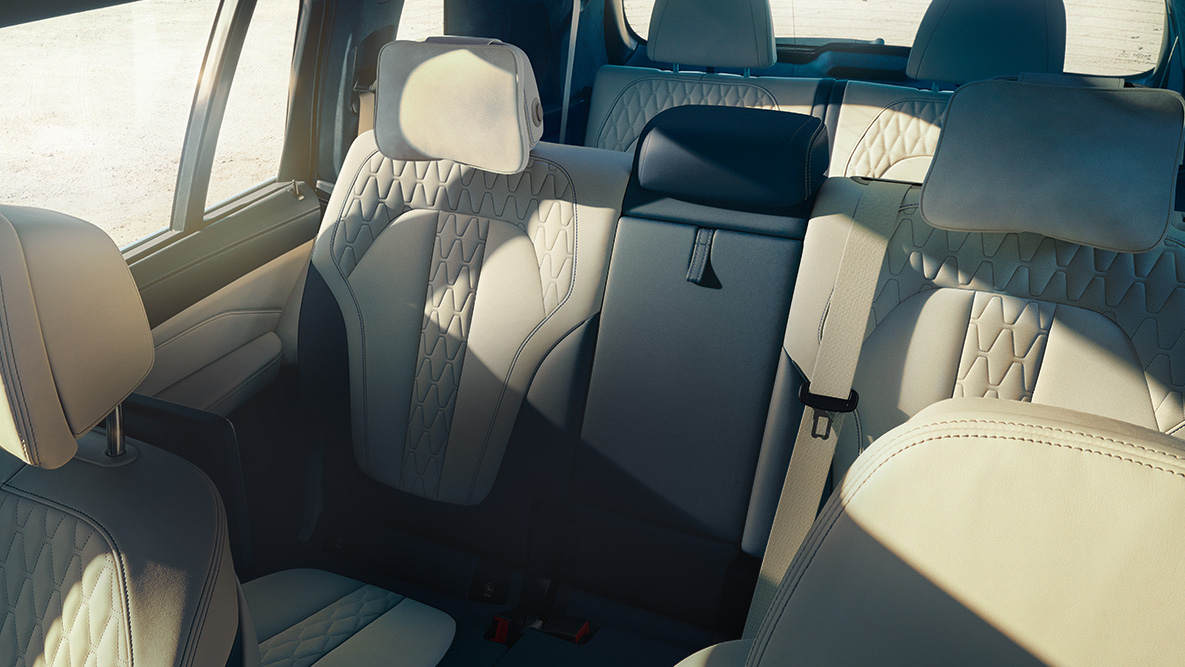 BMW X7 seats SUV G07 Oblique top view of the seven seats of the BMW X7 SUV G07