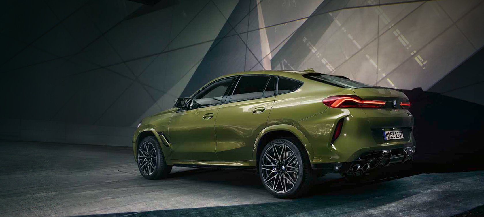 The all-new BMW X6 M Automobiles SUV BMW Individual Special Paint Urban Green F96 2020