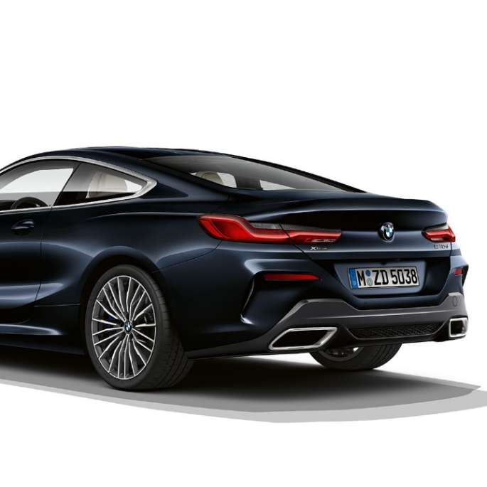 BMW 8 Series Coupé, Carbon Black metallic, three-quarter back view G15.